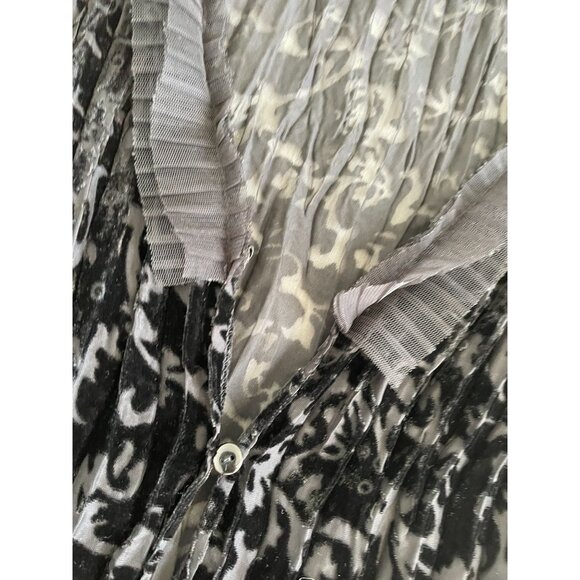 Crushed burnt Velvet Cardigan Whimsigoth Sheer Ruffle Trim & Button Front Size L - Picture 11 of 11